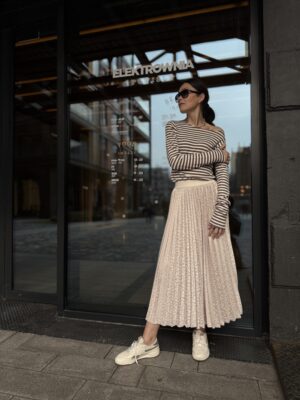 Spódnica plisowana Helena midi ★ jasny beż