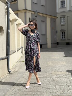 Sukienka Elsa  ★ granatowa w kwiaty