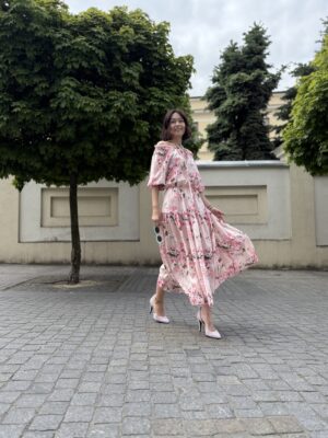 Sukienka boho midi JAMAJKA 01 ★ pastelowy kwiatowy print