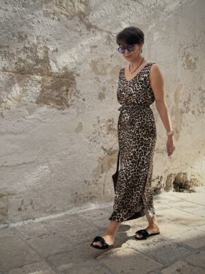 Midi sukienka bez rękawów  ♥ VICTORIA w panterowy print