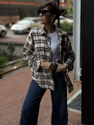 Bawełniana Koszula WILLIAM w brązową kratkę