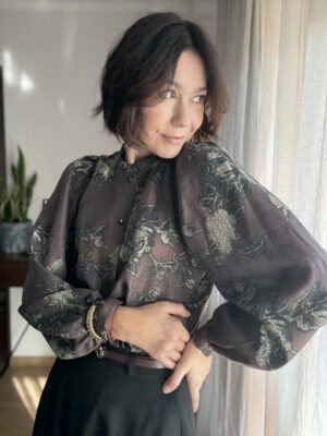 BLUZKA ANABELL 2 ★ kwiaty w mgle brązu