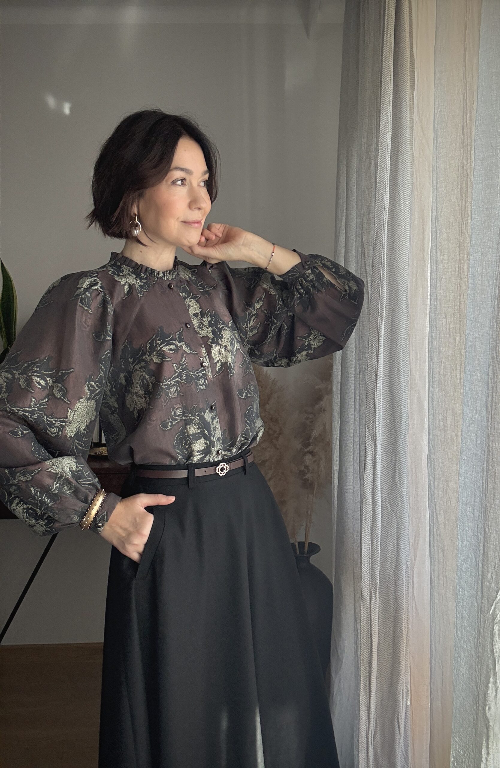 BLUZKA ANABELL 2 ★ kwiaty w mgle brązu - obrazek 6