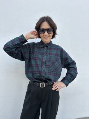 Bawełniana Koszula WILLIAM w brązową kratkę zielono niebieska