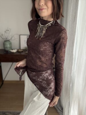 Chusta TRIXI ♥ z brązowej koronki