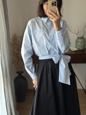 Koszula Nina ♥ niebieskie paski z dodatkową szarfą