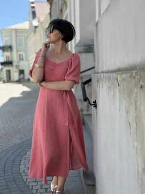 Sukienka Elsa  ★ koral w kropeczki