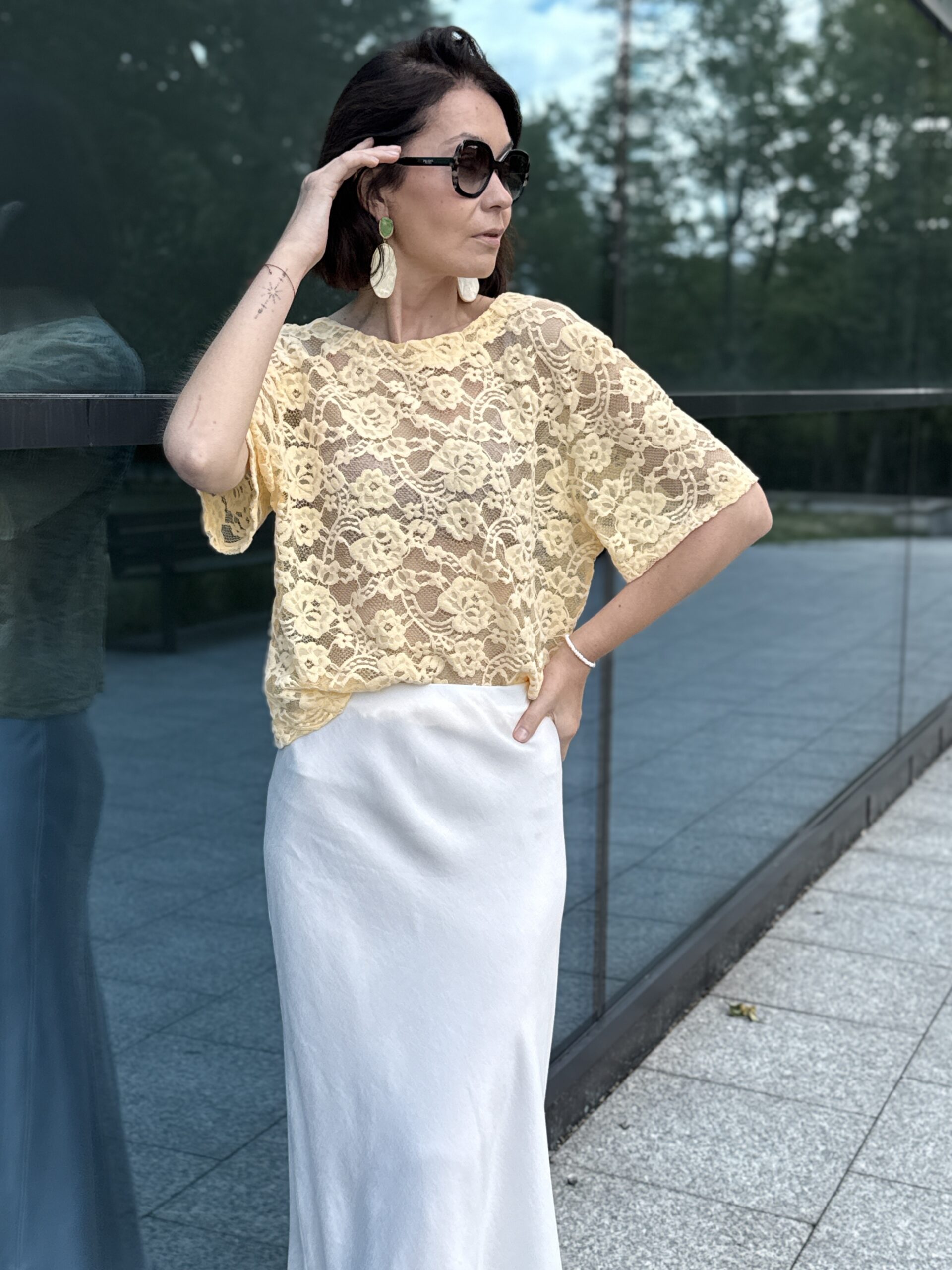 T-shirt SUN ♥  masełkowa koronka