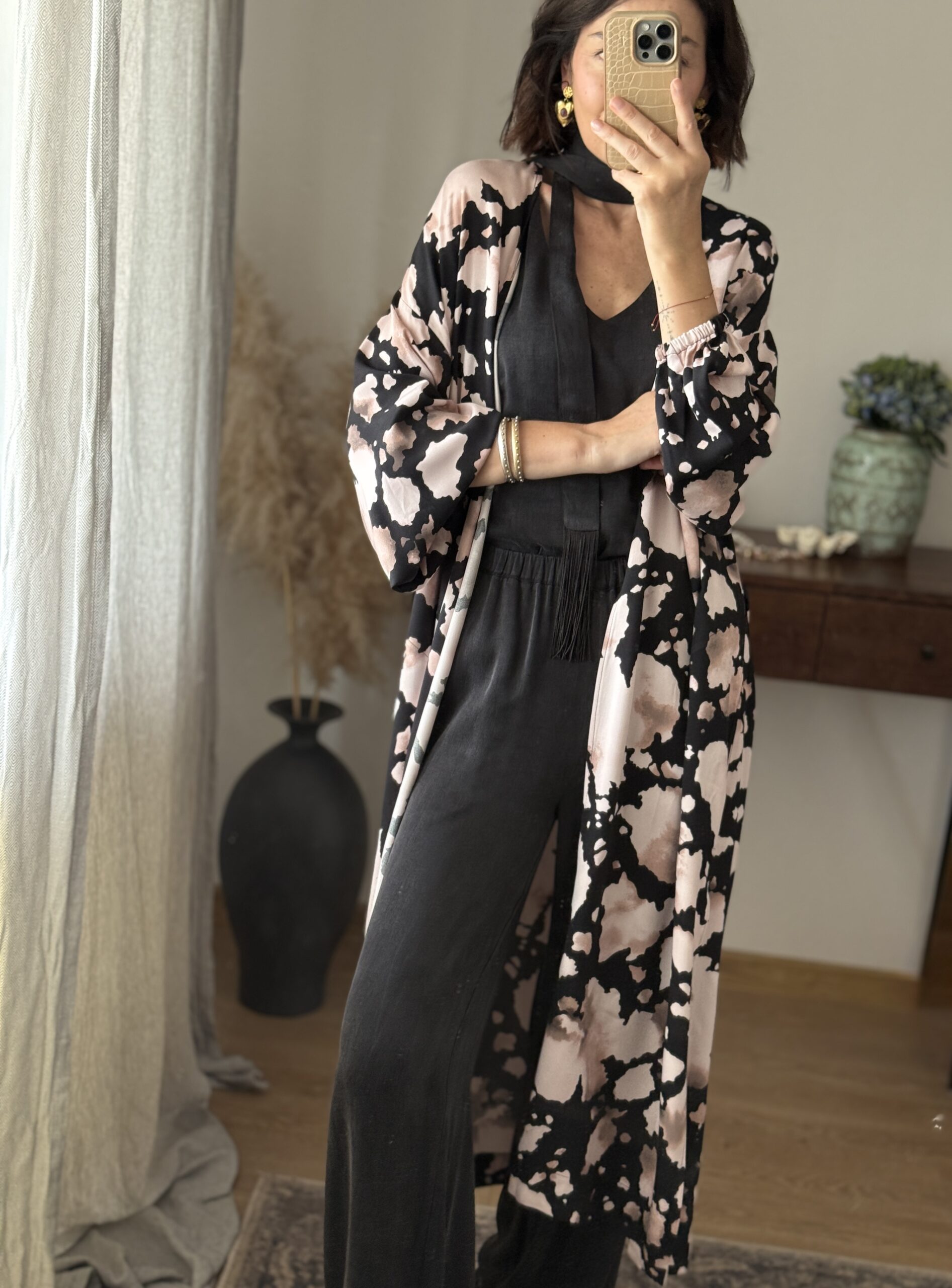 Kimono Inari różowo czarne ciapki - obrazek 4